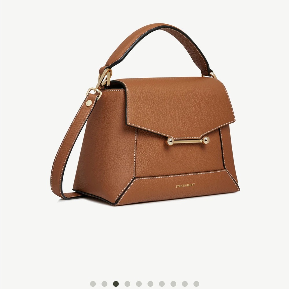 Strathberry Brown Satchel with Gold Accents